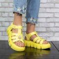 Dámske sandále na nízkom podpätku K135 Žltá Mei
