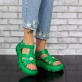 Dámske sandále na nízkom podpätku K135 Zelená Mei