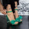 Dámske sandále na hrubom podpätku 2XKK11 Zelená Mei