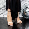 Dámske sandále s tenkým podpätkom 2XKK15 Béžová Mei