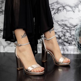 Dámske sandále na hrubom podpätku 2XKK57 Šampanské » MeiMall.sk