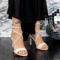 Dámske sandále s tenkým podpätkom 2YXD76 Béžová Mei