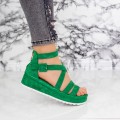 Dámske sandále na nízkom podpätku 2YSD10 Zelená MeI
