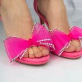 Dámske sandále s tenkým podpätkom 2XKK19 Ružová Mei