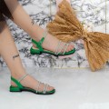 Dámske sandále na nízkom podpätku 2HXS9 Zelená Mei
