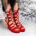 Dámske sandále na nízkom podpätku 2YSD9 Červená Mei