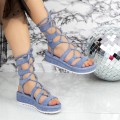 Dámske sandále na nízkom podpätku 2YSD9 Modrá Mei