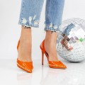 Tenké topánky na podpätku 2KV79 Oranžová Mei