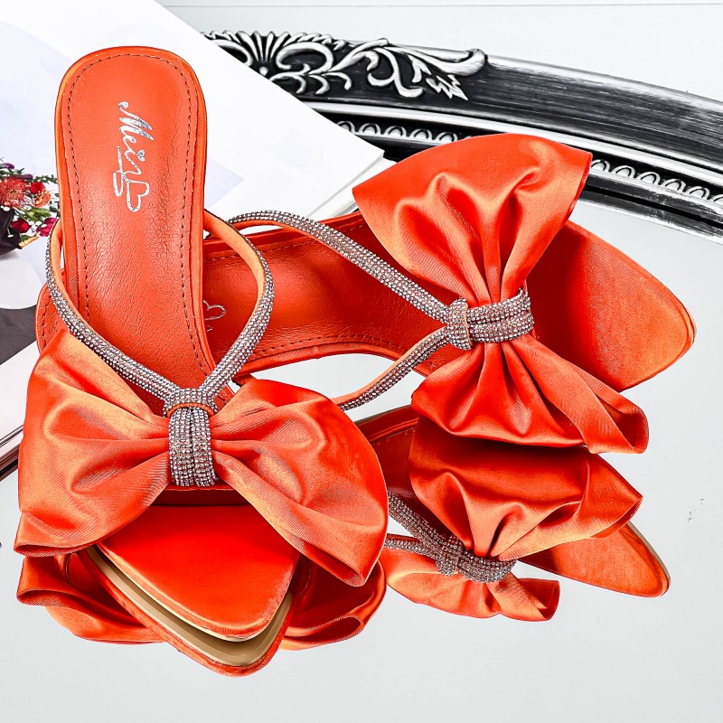Dámske papuče na podpätku 189-2 Oranžová Mei
