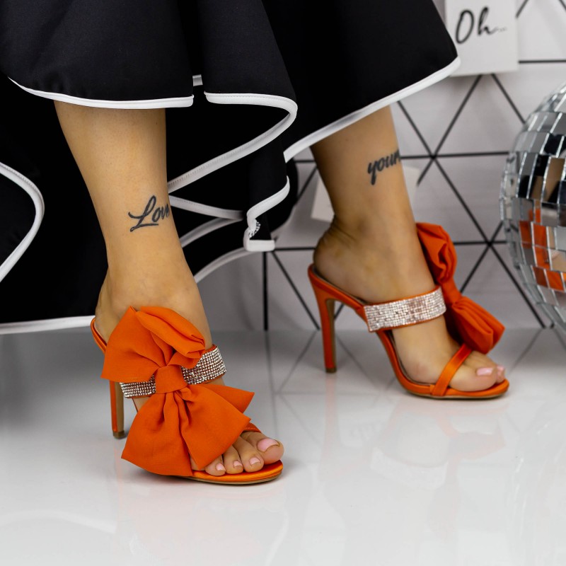 Dámske papuče na podpätku 2XKK70 Oranžová Mei