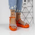 Dámske sandále na nízkom podpätku 2HXS17 Oranžová Mei