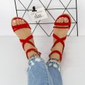 Dámske sandále na nízkom podpätku 2HXS19 Červená Mei