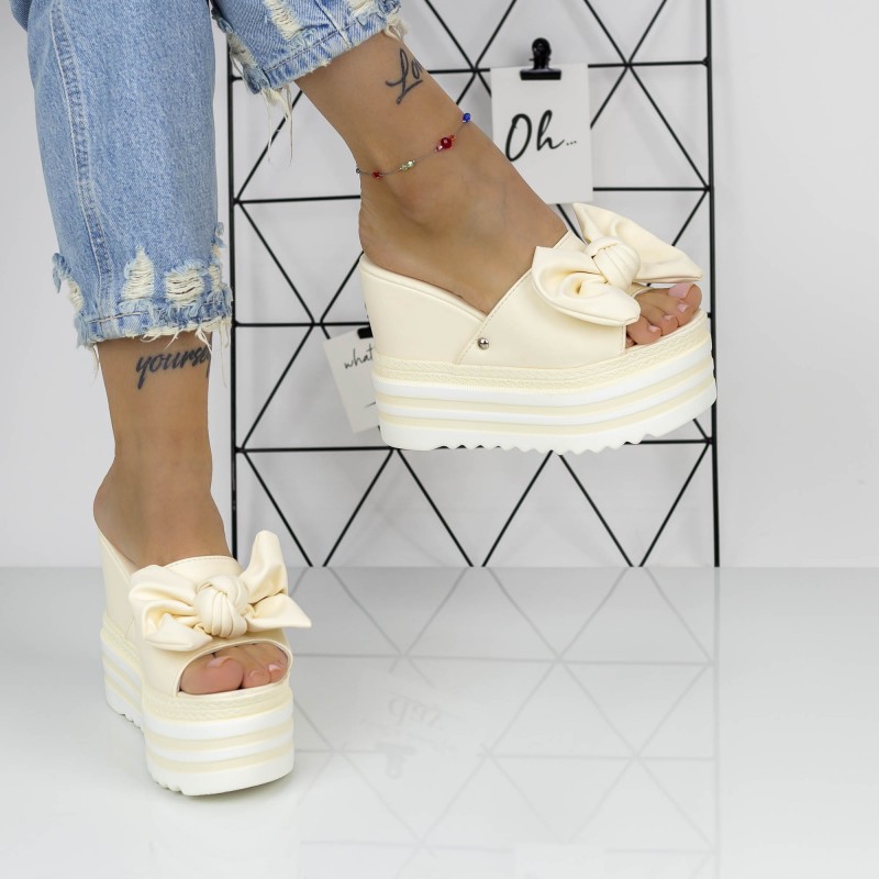 Dámske papuče s platformou 3WL2 Béžová Mei