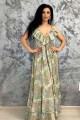 Dámske šaty SW5185-1 Béžová-Zelená Kikiriki