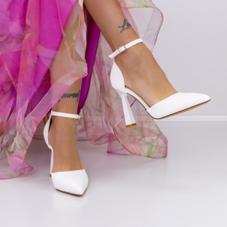 Tenké topánky na podpätku 3DC22 Biely » MeiMall.sk