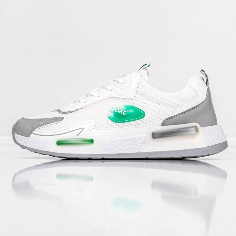Pánske športové topánky A99 Biely-Zelená | Mei