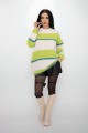 Dámsky sveter OP4 Biely-Zelená | Kikiriki