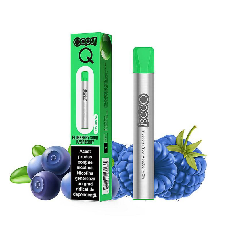 Jednorazová elektronická cigareta OOPS! Q BLUEBERRY SOUR RASPBERRY | OOPS